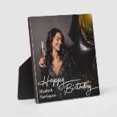 Einfaches Elegant Happy Birthday Foto Fotoplatte (Vorderseite)