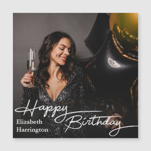 Einfaches Elegant Happy Birthday Foto Magnetkarte