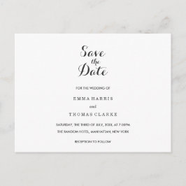 Einfaches Elegant | Hochzeit Speichern Sie die Dat Ankündigungspostkarte
