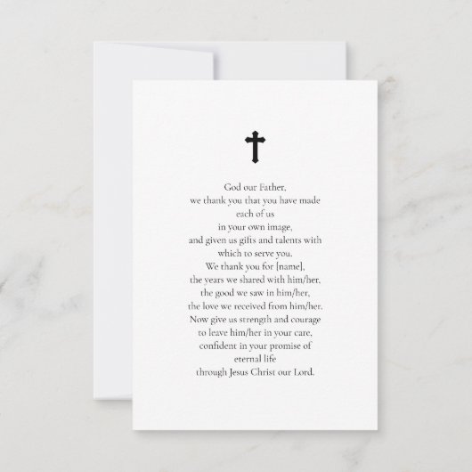 Einfaches Elegant in unserer Herz-Beerdigung-Geden Mitteilungskarte (Rückseite)