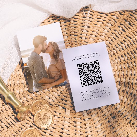 Einfaches Elegant-Minimal-Foto QR-Code-Hochzeit RS Begleitkarte