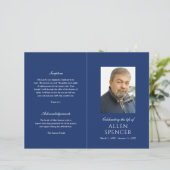Einfaches Elegant Navy Blue Modern Beerdigung Prog (Stehend Vorderseite)