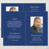 Einfaches Elegant Navy Blue Modern Beerdigung Prog (Vorne/Hinten)