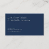 Einfaches Elegant Navy Blue Visitenkarte (Vorderseite)