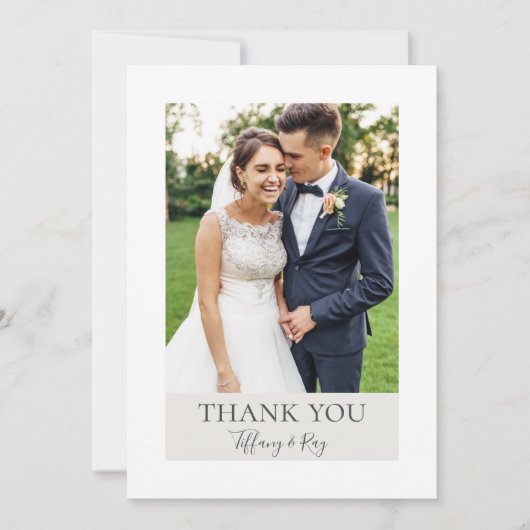 Einfaches Elegant | Weißes und Beige Foto Dankeskarte (Vorderseite)