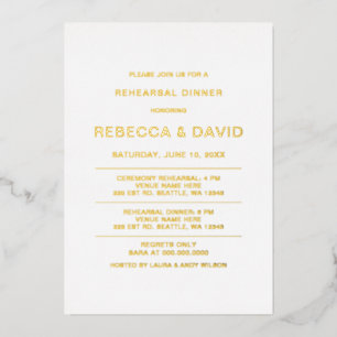 Einfaches Elegante Luxe Probe Dinner Folieneinladung