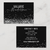 Einfaches Eleganter Black Silver Script Glitzer Visitenkarte (Vorne/Hinten)
