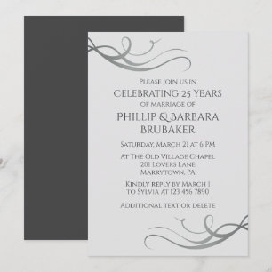 Einfaches elegantes 25-jähriges Party zum Hochzeit Einladung