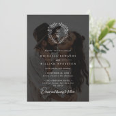 Einfaches elegantes 2-Foto-Textüberlagern Einladung (Stehend Vorderseite)