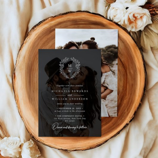 Einfaches elegantes 2-Foto-Textüberlagern Einladung