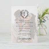 Einfaches elegantes 2-Foto-Textüberlagern Einladung (Stehend Vorderseite)