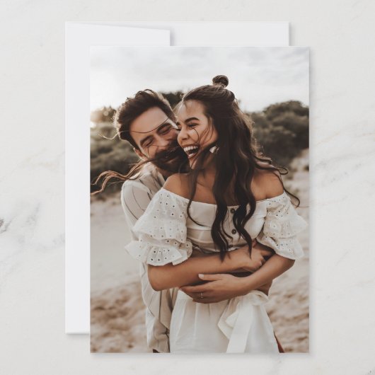 Einfaches elegantes 2-Foto-Textüberlagern Einladung (Rückseite)