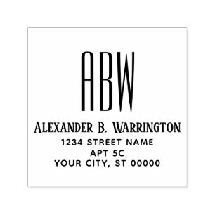 Einfaches Elegantes 3-Anfangsbuchstaben-Monogramm  Permastempel
