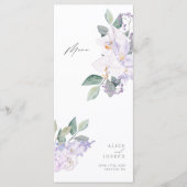 Einfaches elegantes Abendessen am Lilac Watercolor Menükarte (Vorderseite)