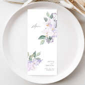 Einfaches elegantes Abendessen am Lilac Watercolor Menükarte