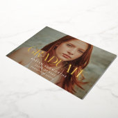 Einfaches elegantes Abschluss Foto Gold Folieneinladung (Gedreht)