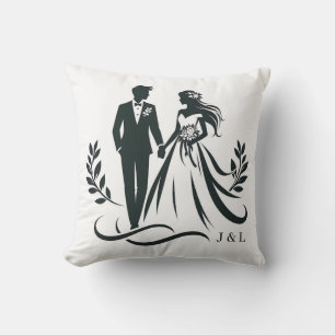 Einfaches Elegantes Anpassbares Monogramm Hochzeit Kissen