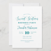 Einfaches elegantes Aquamarines Foto Sweet 16 Sech Einladung (Vorderseite)