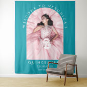 Einfaches elegantes Aquamarines klassisches Quince Wandteppich (Beispiel)