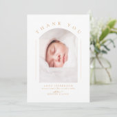 Einfaches elegantes Arch Baby Shower Foto Dankeskarte (Stehend Vorderseite)