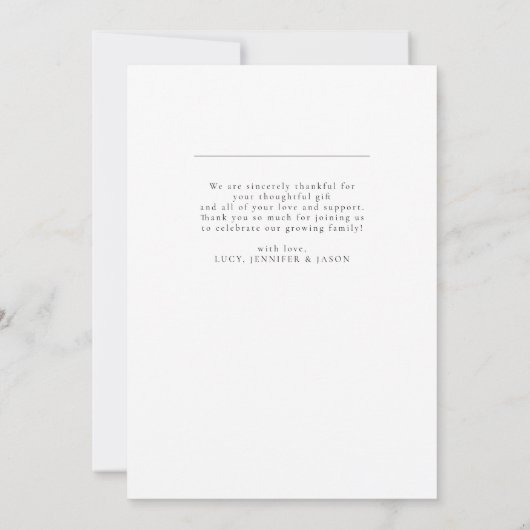 Einfaches elegantes Arch Baby Shower Foto Dankeskarte (Rückseite)