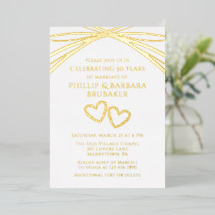 Einfaches elegantes Arch Gold 50. Hochzeitstag Folieneinladung