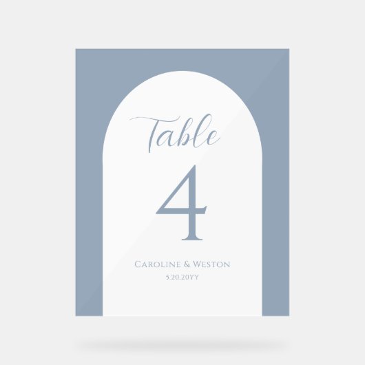 Einfaches elegantes Arch, Grau, Hochzeit-Tischnumm Acrylschild (Vorderseite)