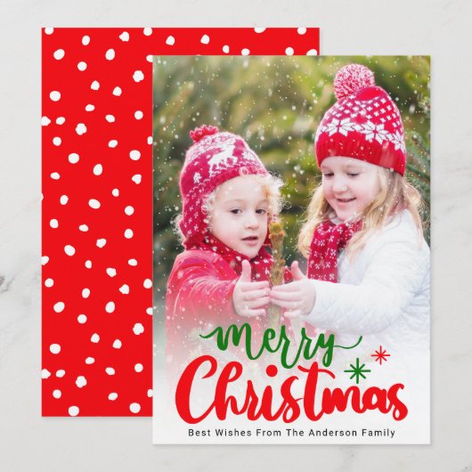 Einfaches elegantes, bearbeitbares Foto Feiertagskarte (Vorne/Hinten)