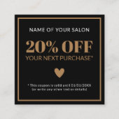 Einfaches Elegantes Beauty Salon Black Gold Coupon (Vorderseite)