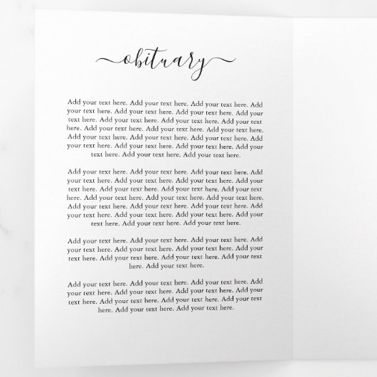 Einfaches elegantes Beerdigungsprogramm Dreifach Gefaltete Einladung (Innen Erste Seite)