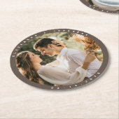 Einfaches elegantes Beige-Braun-neutrales Hochzeit Runder Pappuntersetzer (Angewinkelt)