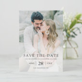 Einfaches elegantes benutzerdefiniertes Foto Hochz Save The Date (Stehend Vorderseite)