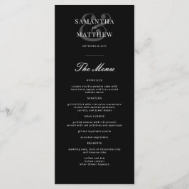 Einfaches elegantes Black Formal Wedding Menu Menükarte