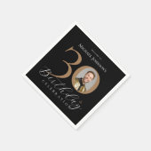Einfaches elegantes Black Gold Foto 30. Geburtstag Serviette (Ecke)