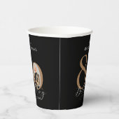 Einfaches elegantes Black Gold Foto 80. Geburtstag Pappbecher (Rechts)