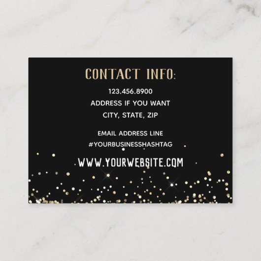 Einfaches elegantes Black-Gold-Script Visitenkarte (Rückseite)