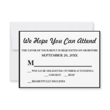 Einfaches elegantes Black Wedding RSVP