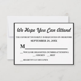 Einfaches elegantes Black Wedding RSVP