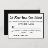 Einfaches elegantes Black Wedding RSVP (Vorne/Hinten)