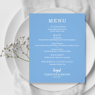 Einfaches, elegantes Blue Wedding Menü