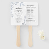 Einfaches elegantes Blumendusty Blue Wedding Progr Fächer (Vorne und Hinten)