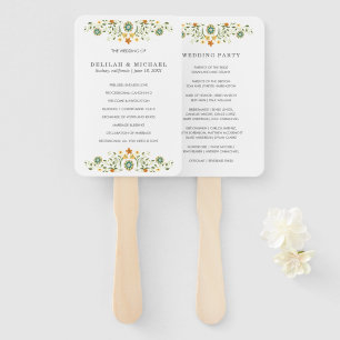 Einfaches elegantes Blumenhochzeitsprogramm Fächer