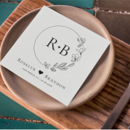 Einfaches elegantes Blumenkraut-Monogramm Serviette