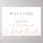 Einfaches, elegantes Blumenschild zum 21. Geburtst Poster (Vorne)