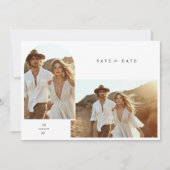 Einfaches elegantes Boho-Foto Hochzeit Sichern Sie Einladung (Vorderseite)