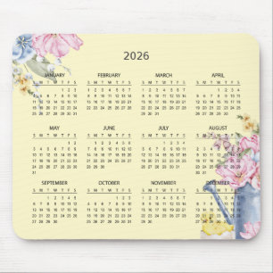 Einfaches Elegantes Botanisches 2026-Kalender Ma Mousepad