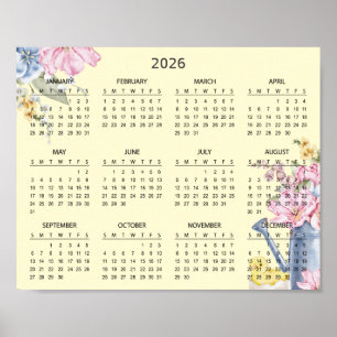 Einfaches Elegantes Botanisches Blumenkalender 202 Poster