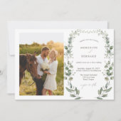 Einfaches elegantes botanisches Hochzeitssemble Fo Einladung (Vorderseite)