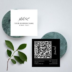 Einfaches elegantes botanisches QR-Geschäft Quadratische Visitenkarte