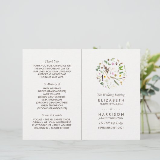 Einfaches elegantes botanisches Wildprogramm zur B (Stehend Vorderseite)